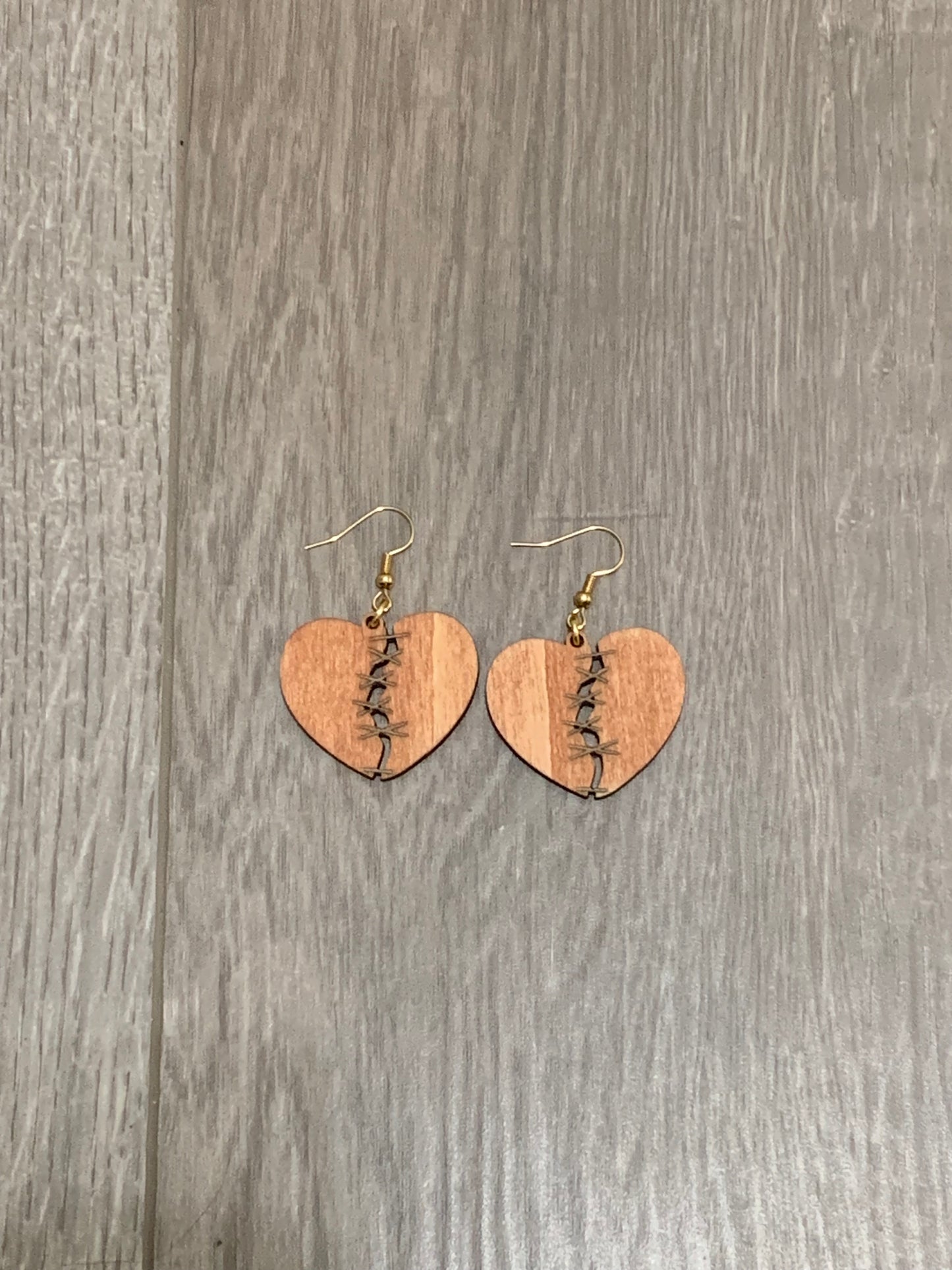 Broken Stitched Heart Earrings
